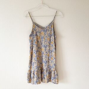 Wallflower Floral Mini Dress Spaghetti Strap Ruffle Hem Cottagecore